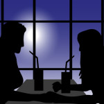 couple on date in silhouette